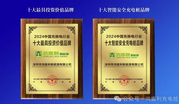 匠心致遠，載譽前行：2024年鴻嘉利新能源榮獲充換電十大品牌獎！